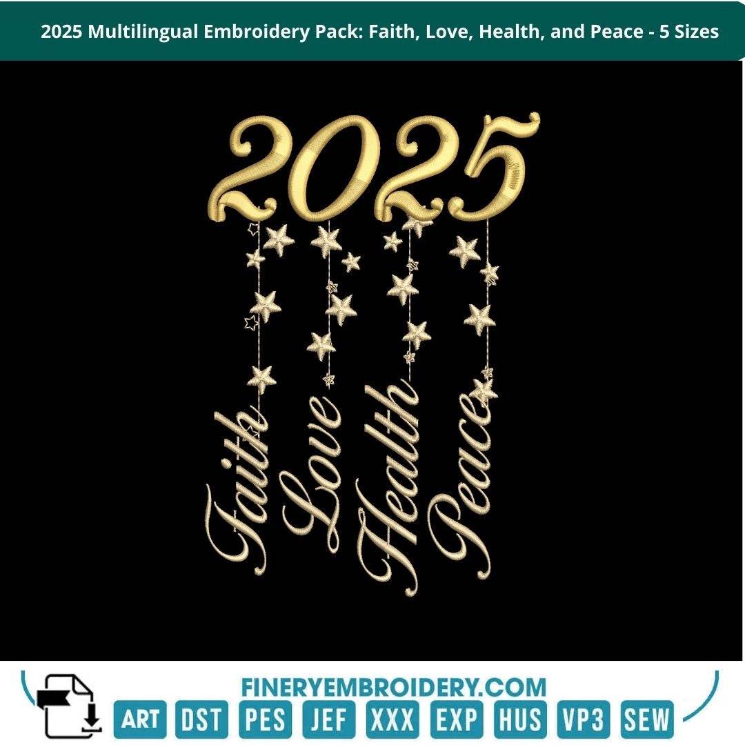 2025 Multilingual Embroidery Pack: Faith, Love, Health, and Peace - Image 6