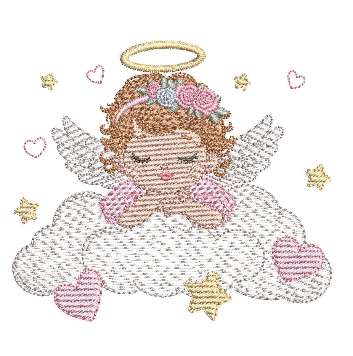 Adorable Angel Baby Girl Embroidery Design Pack – 7 Sizes - Image 3