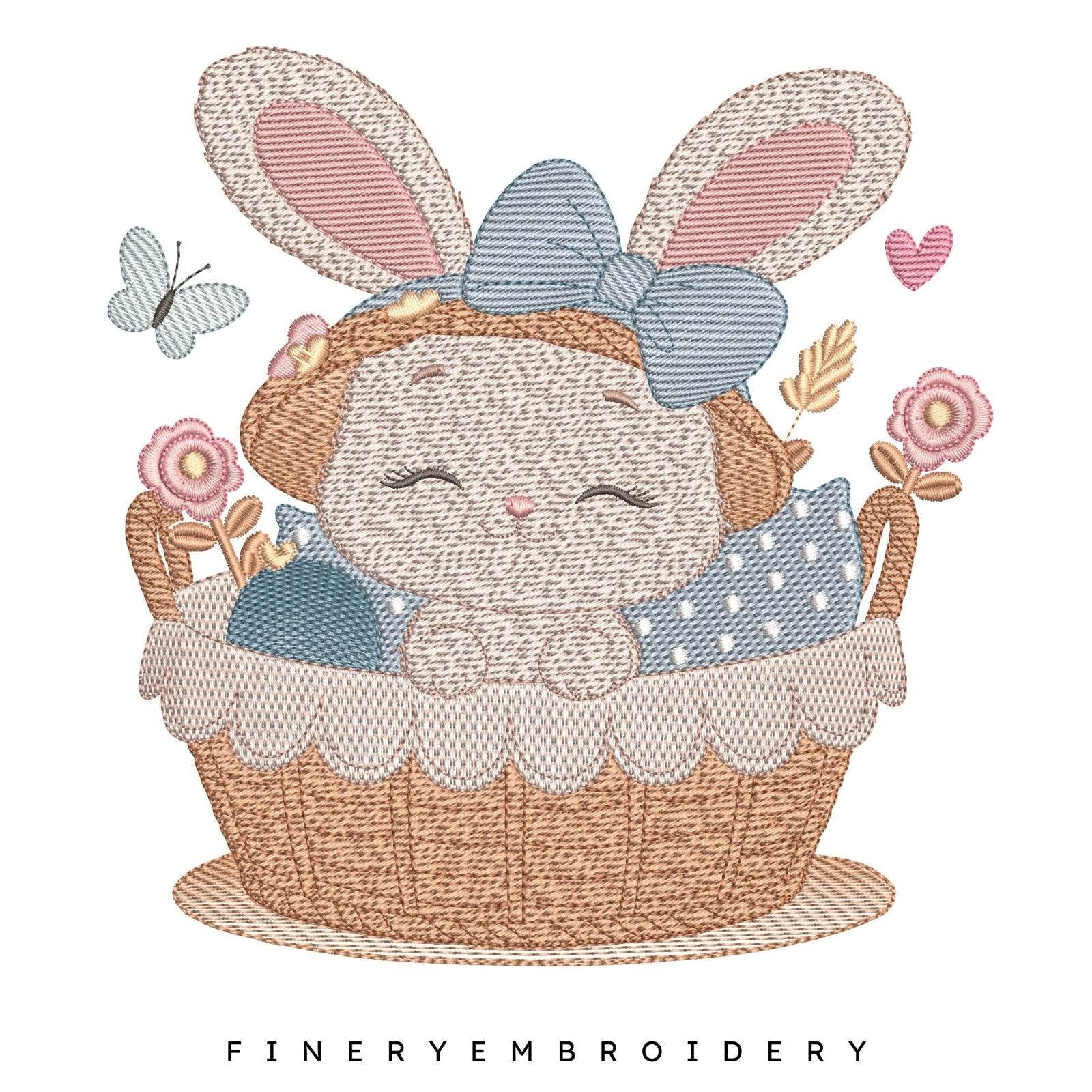 Adorable Bunny in Basket Embroidery Design - 7 Sizes | FineryEmbroidery - Image 2