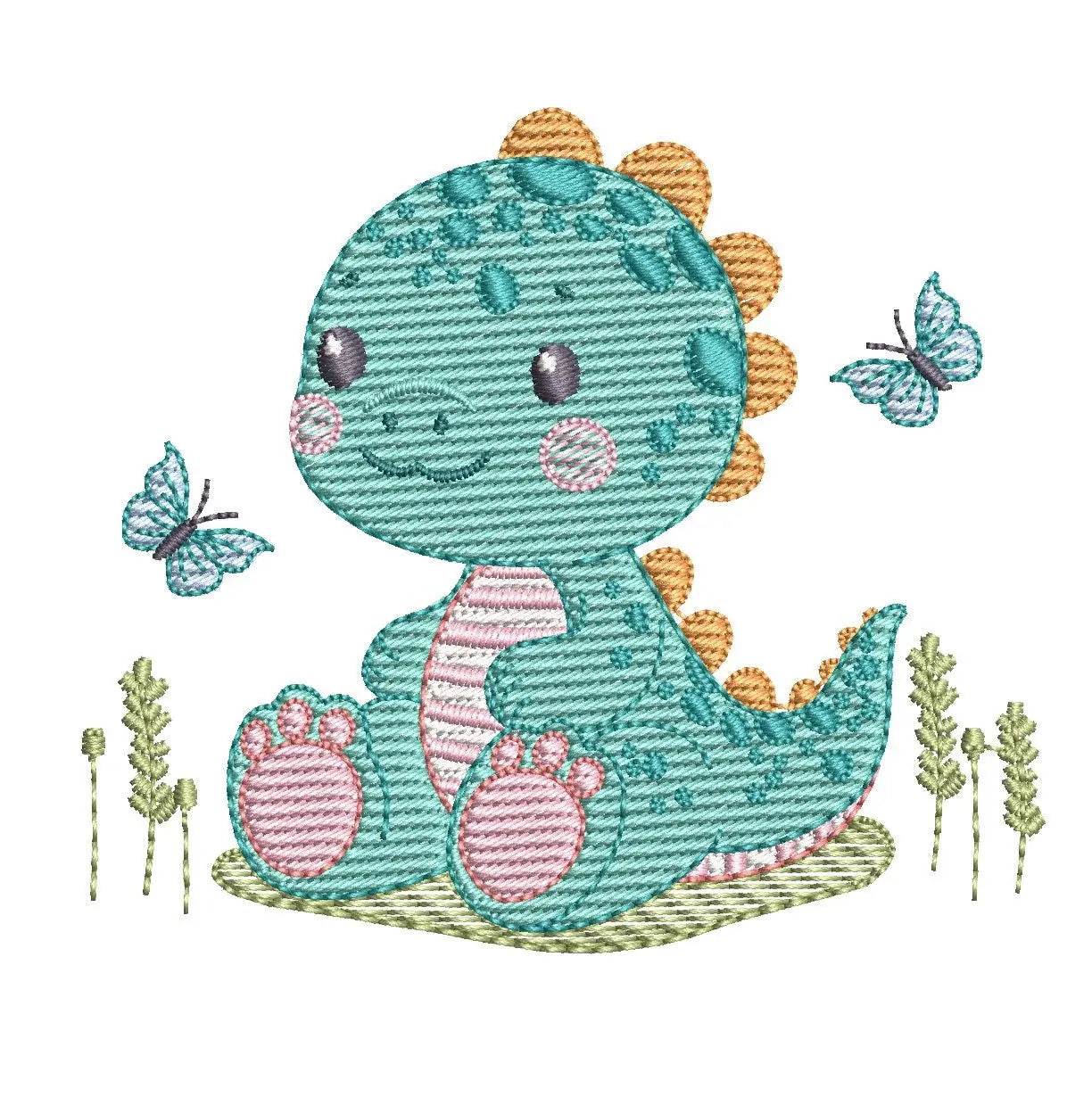 Adorable dinosaur embroidery design  – 7 Sizes - Image 2