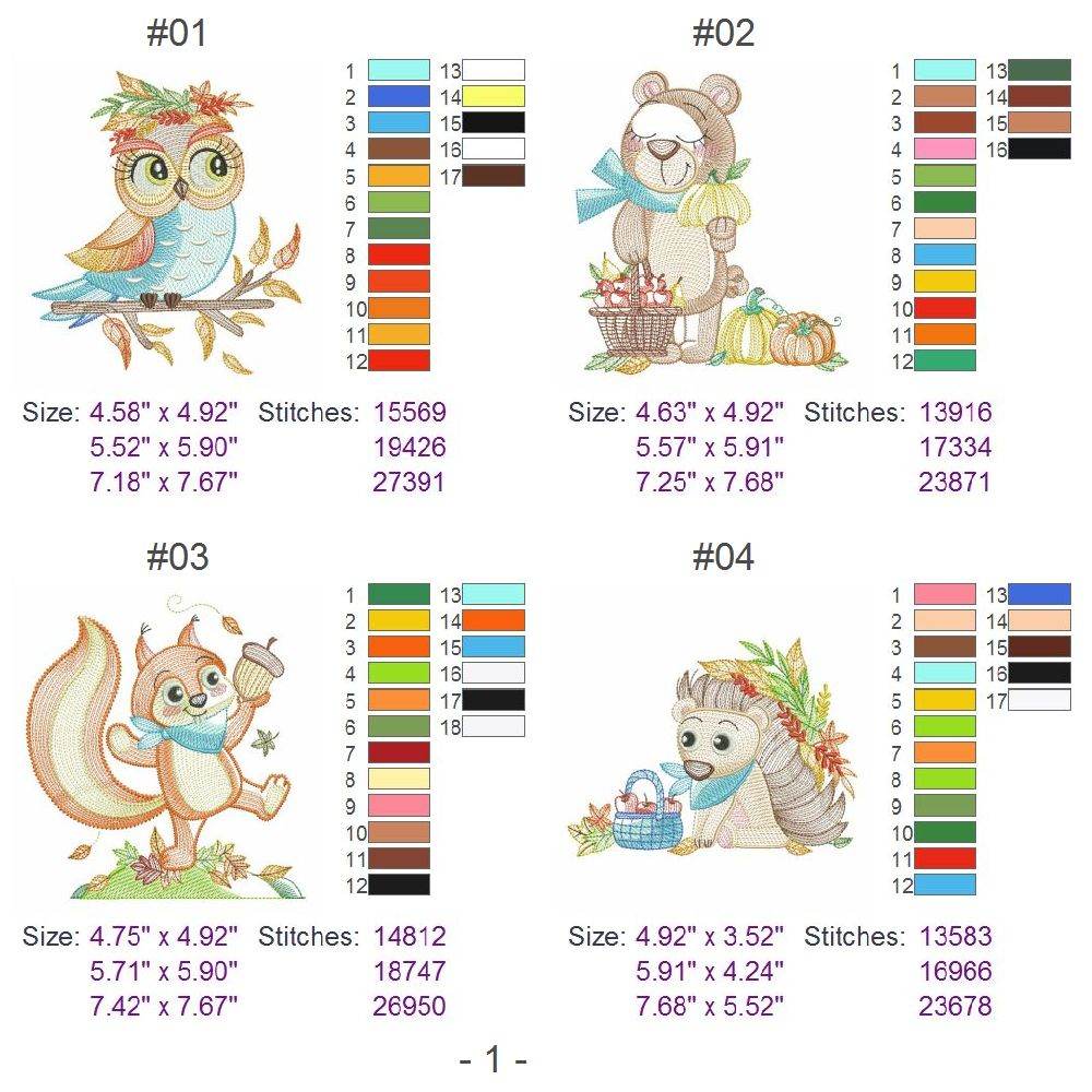 Special Fall Animals Embroidery Pack – 10 Designs in 3 Sizes - Image 2