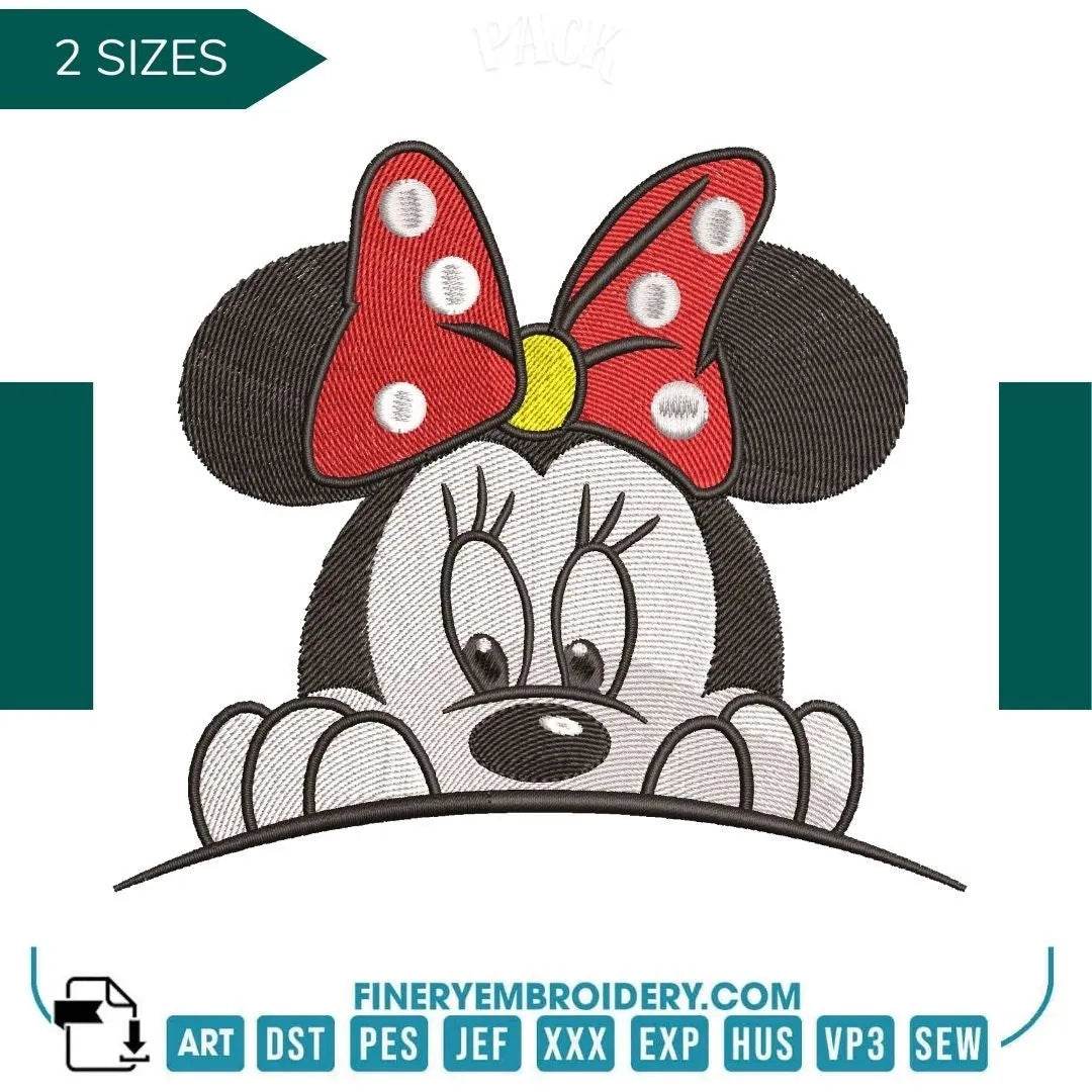 Adorable Minnie Mouse Embroidery Design with Red Bow