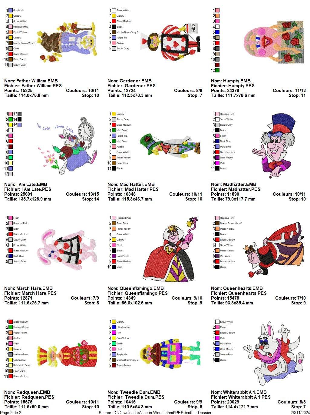 Alice in Wonderland - Pack of 24 Designs - Embroidery Design - Image 3