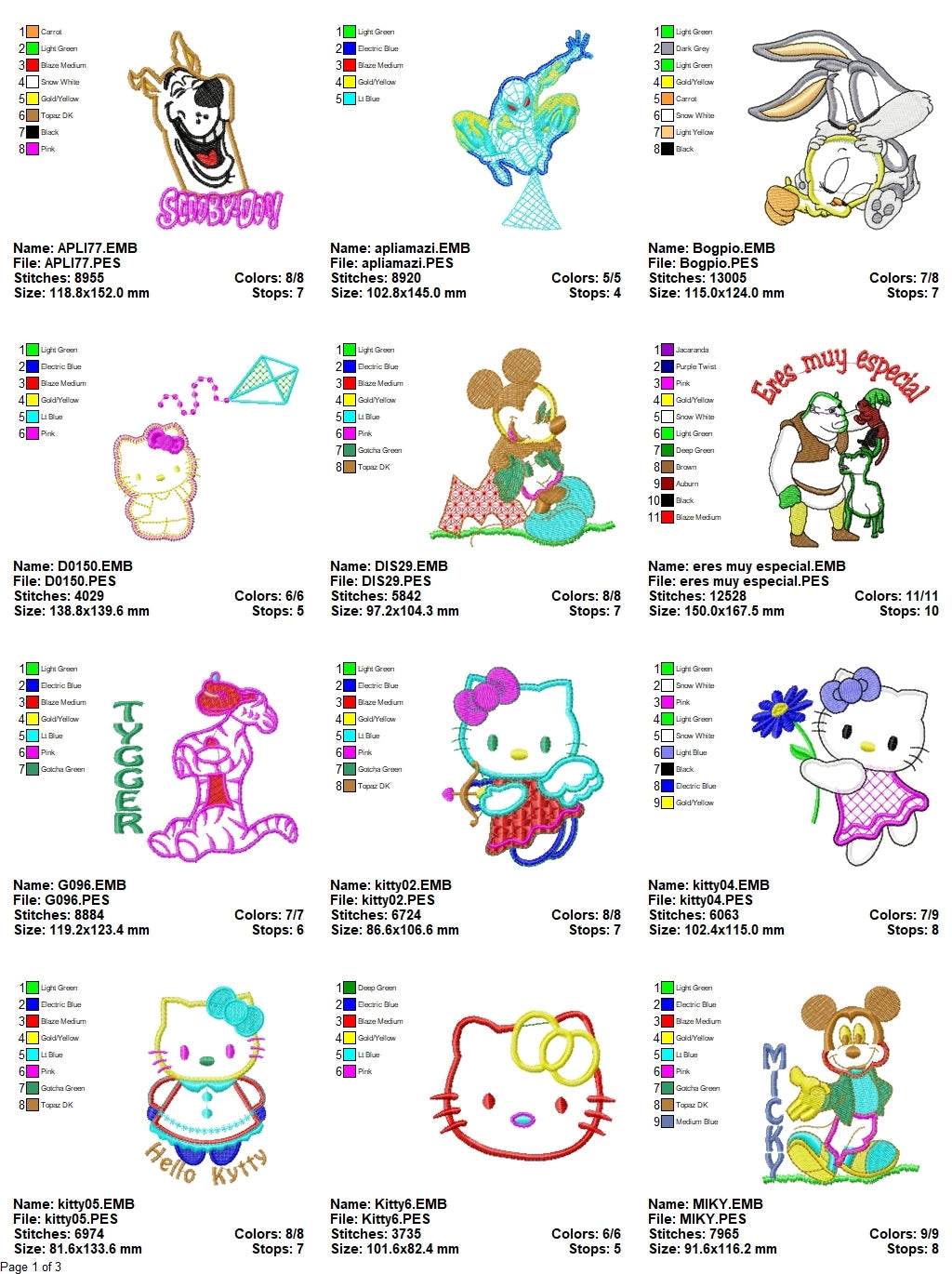 Appliqués Cartoons - Pack of 30 Designs - Embroidery Design - Image 3