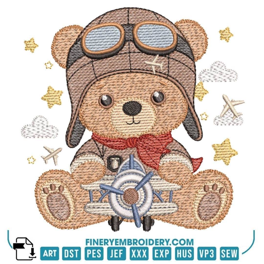 Aviator Bear - Embroidery design - Image 3