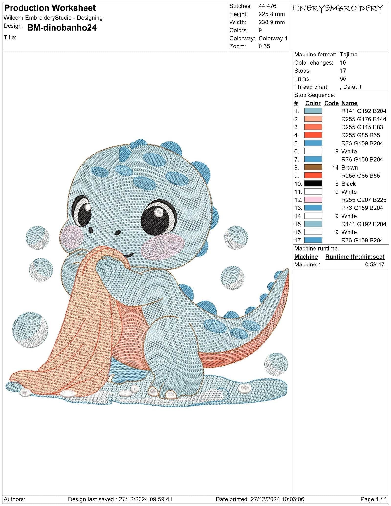 Baby Dinosaur Free Embroidery Design – Available in 6 Sizes - Image 2