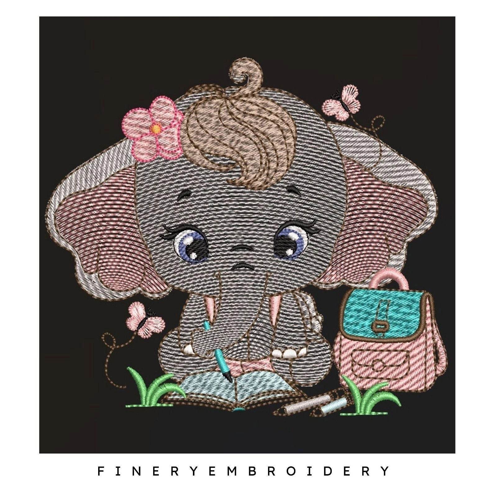 Baby Elephant - Girls and boys- 2 Embroidery designs Pack - Image 3