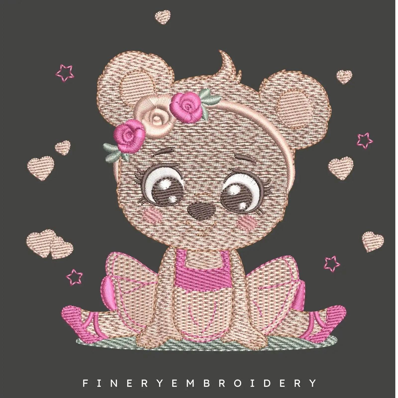 Ballerina Bear Embroidery Design – FineryEmbroidery - Image 2