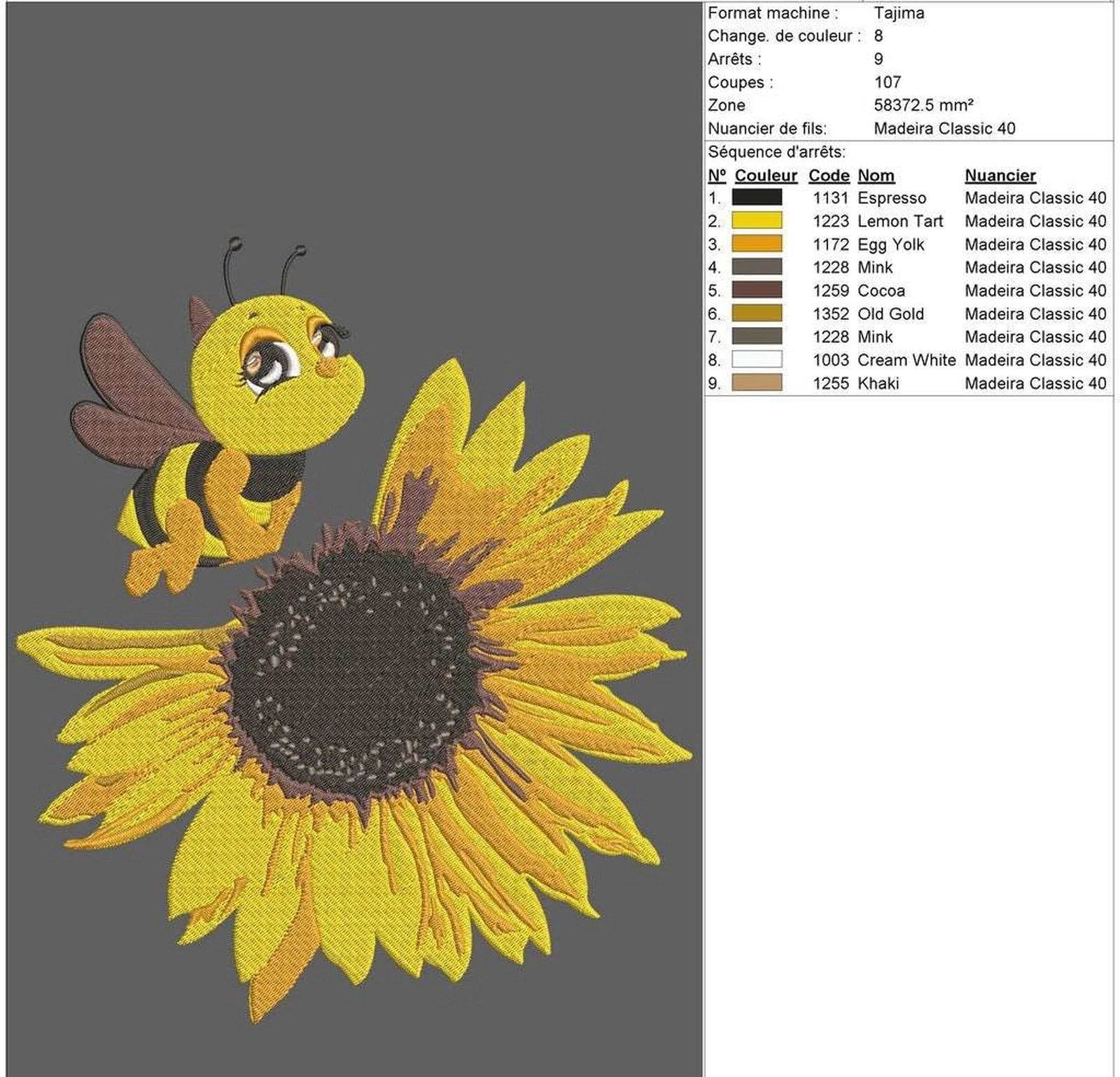 Bee and Flower: Embroidery Design - Image 6