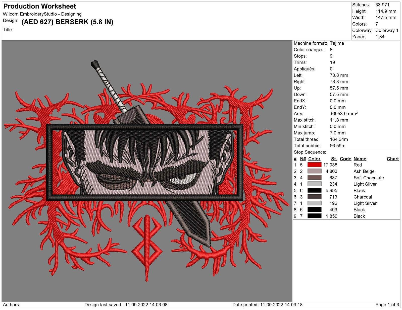 Berserk Guts Embroidery Design - Image 2