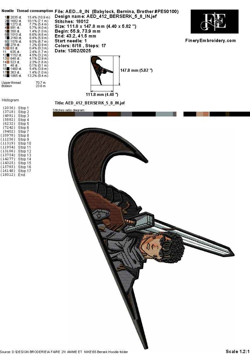 Berserk Hoodie Embroidery Design – 4 Sizes - Image 4