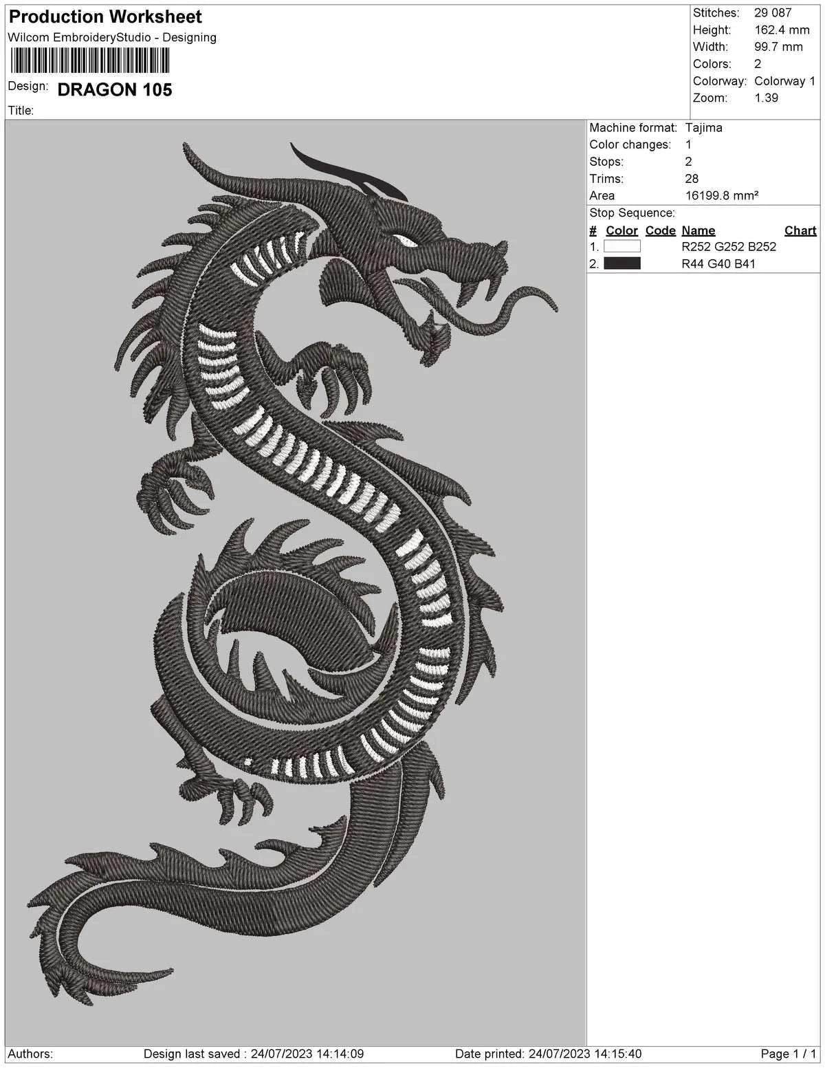 Black Dragon - Embroidery Design - Image 4