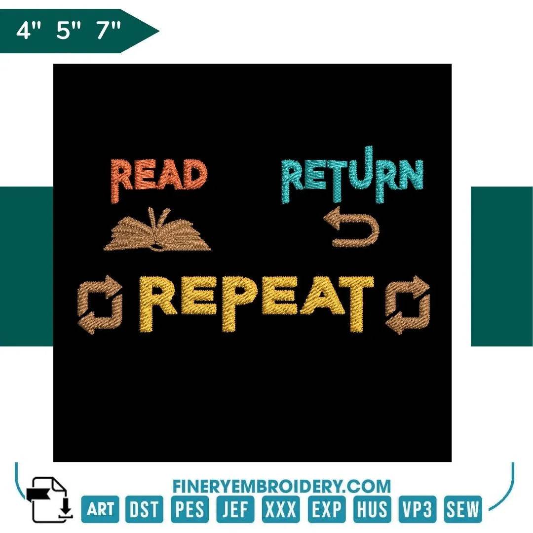 Book Lovers collection Embroidery Design - Funny Library Worker Read Return