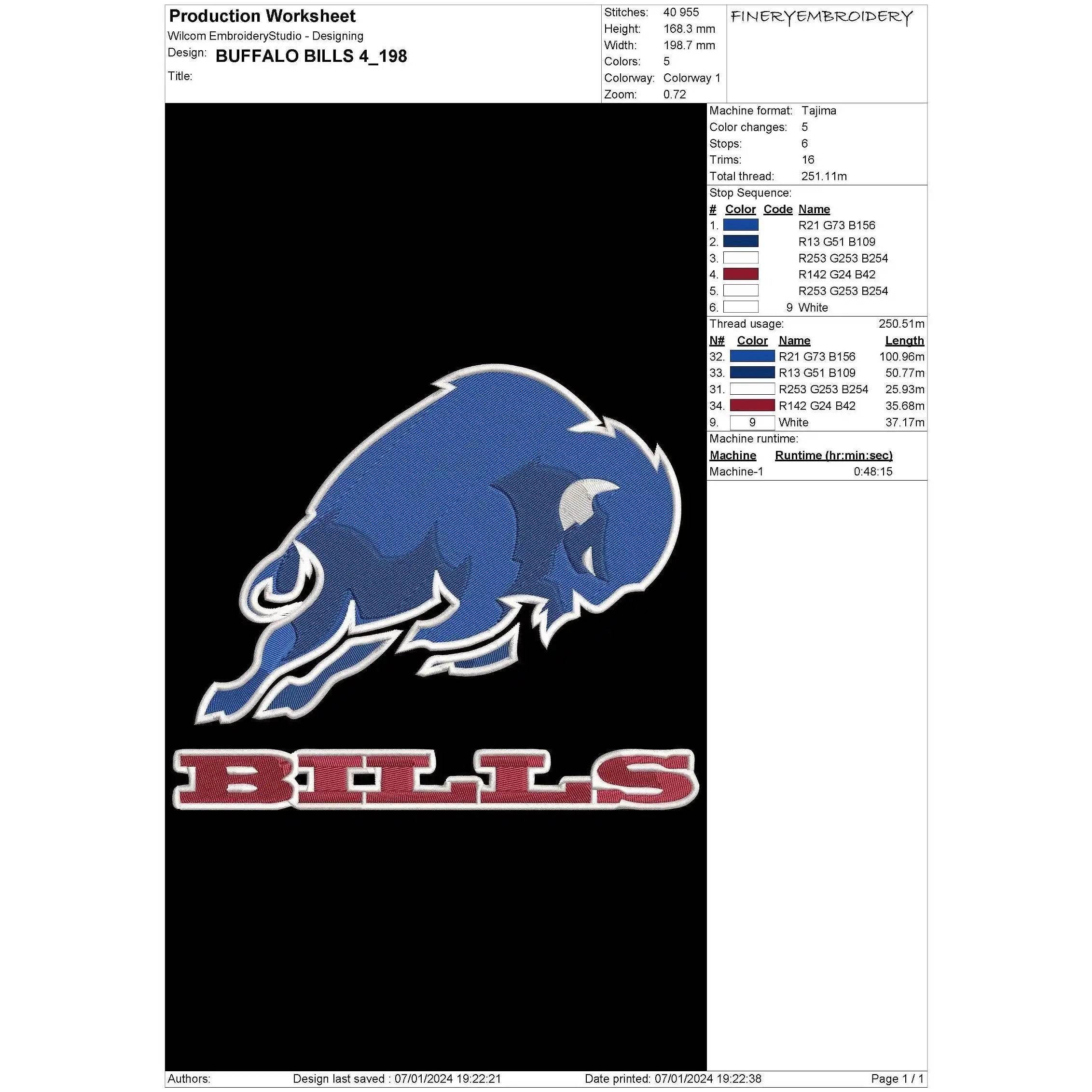 Buffalo Bills 4 : Embroidery Design - Image 2