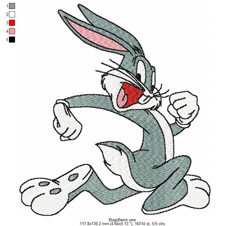 Bugs Bunny Embroidery Design – High-Quality Cartoon - Image 2