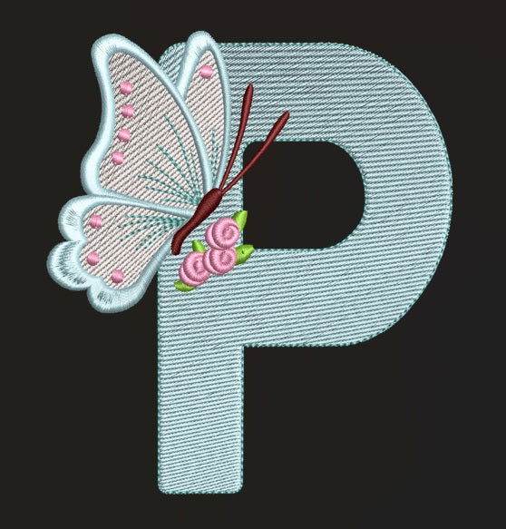 Butterfly Alphabet Embroidery Designs Pack – 26 Letters in 4 Sizes - Image 2