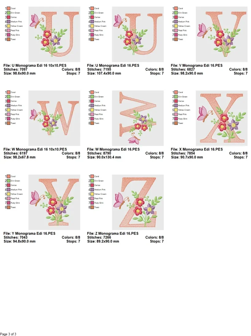 Butterfly Bloom Monogram Embroidery Alphabet Set - Image 4
