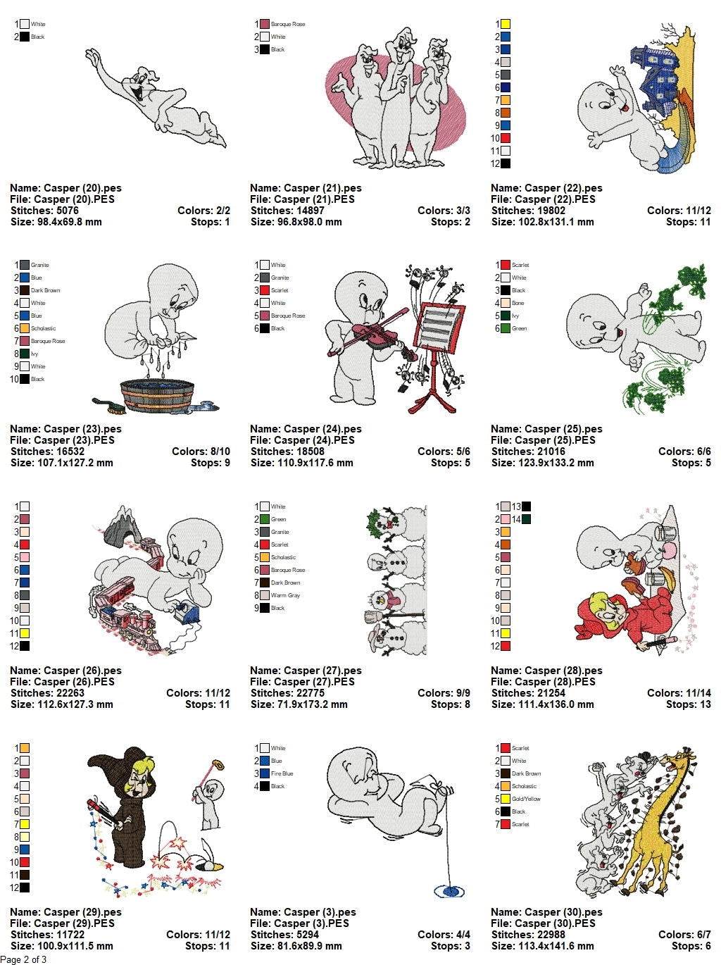 Casper the Friendly Ghost - Pack of 33 Designs Embroidery Design - Image 4
