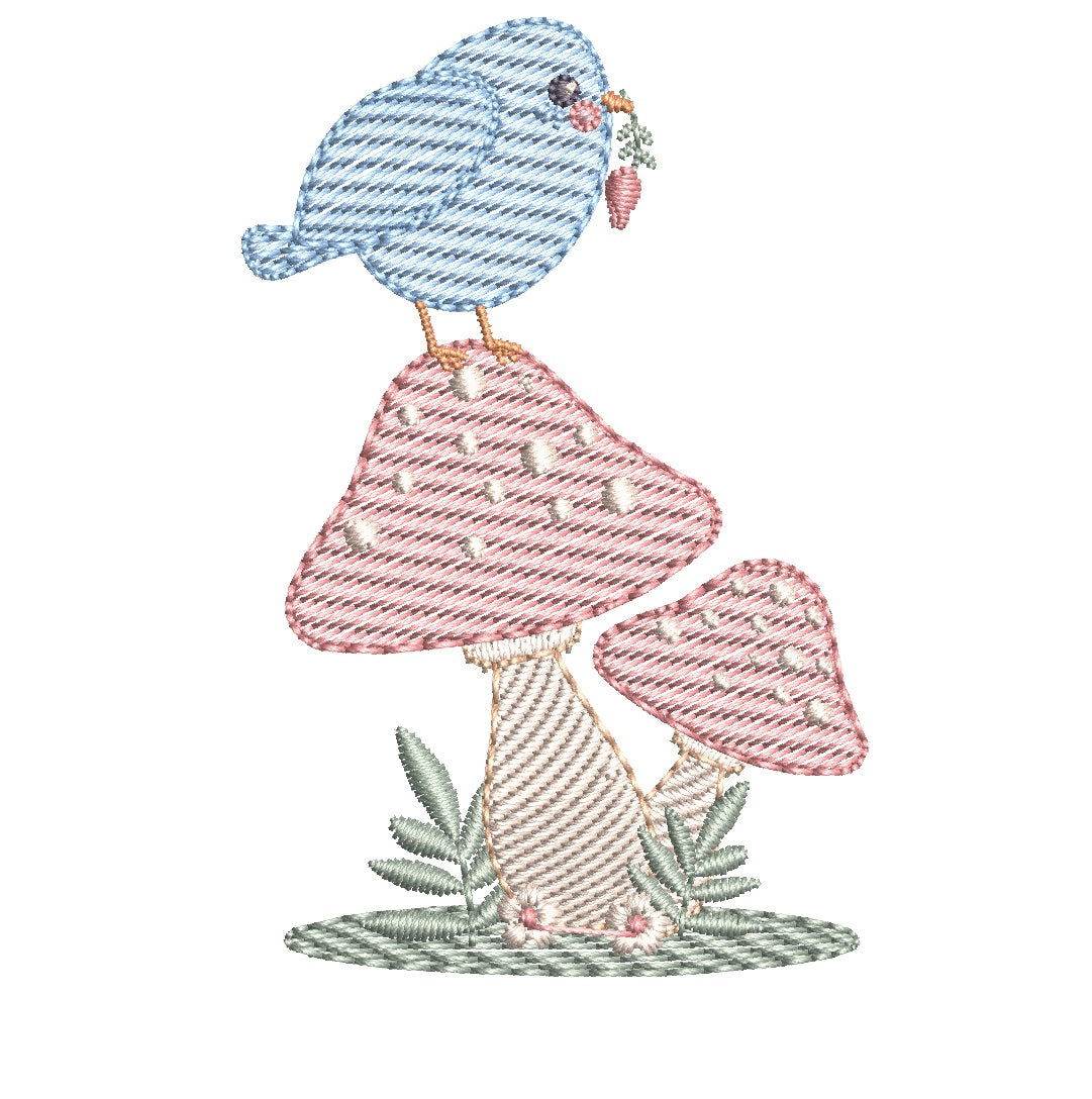 Charming blue bird on mushroom  – 7 Sizes - Image 2