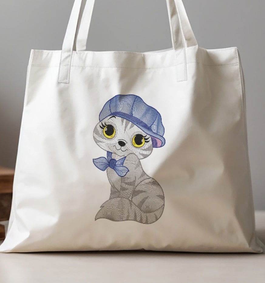 Charming Cat in Rippled Style – Embroidery Design - Image 2