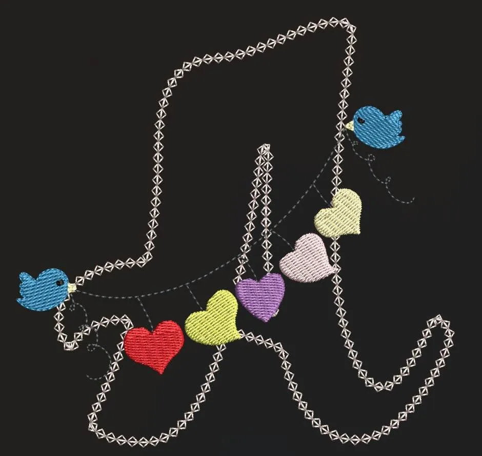 Charming Heart & Bird Alphabet Embroidery Pack – Full A-Z Collection - Image 2