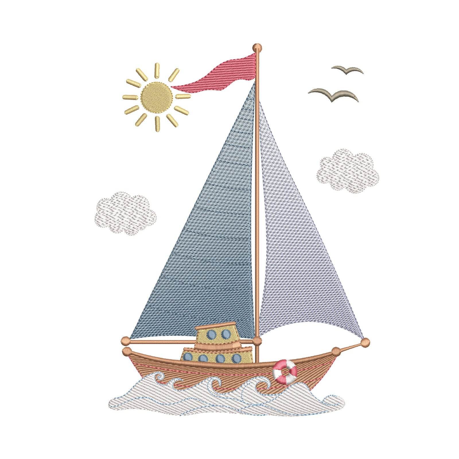 Charming Sailboat Embroidery Design | FineryEmbroidery - Image 3
