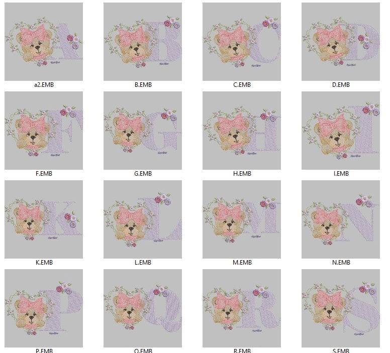 Charming Teddy Bear Alphabet Embroidery Pack - Full Alphabet A to Z - Image 2