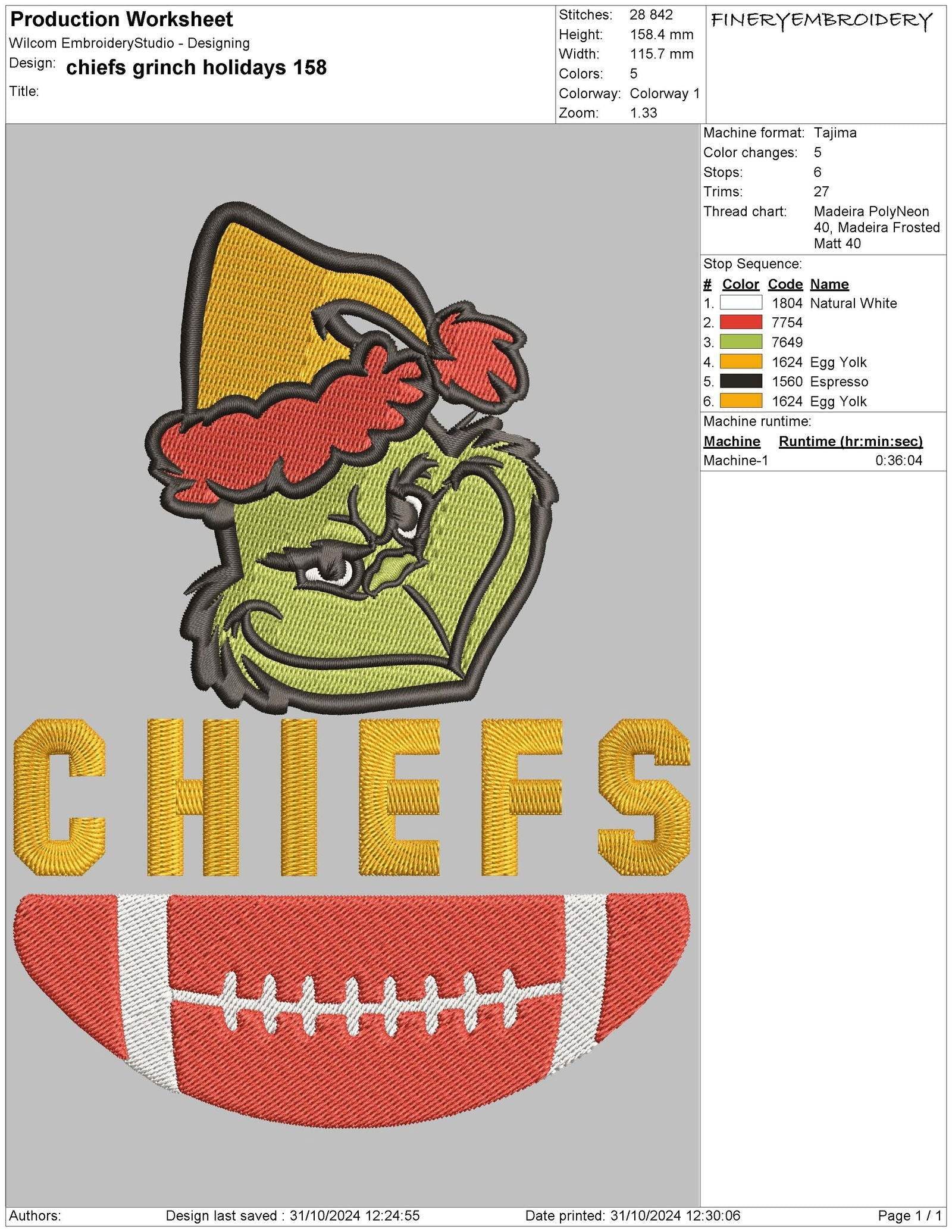 Chiefs Grinch Holiday Sweatshirt Embroidery Design - Image 3