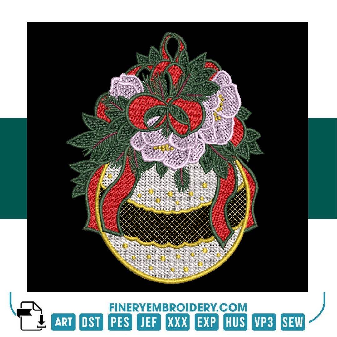 Christmas Ornament Embroidery Design Pack – 4 Elegant Patterns - Image 2