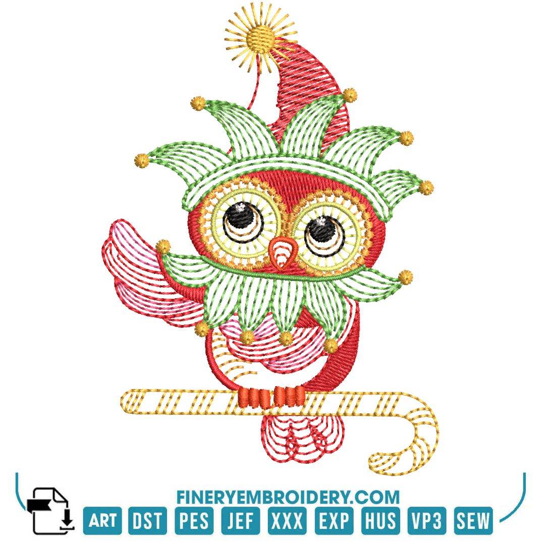 Christmas Owl Embroidery Design Pack – 11 Festive Owl Designs in 2 Sizes - Image 12