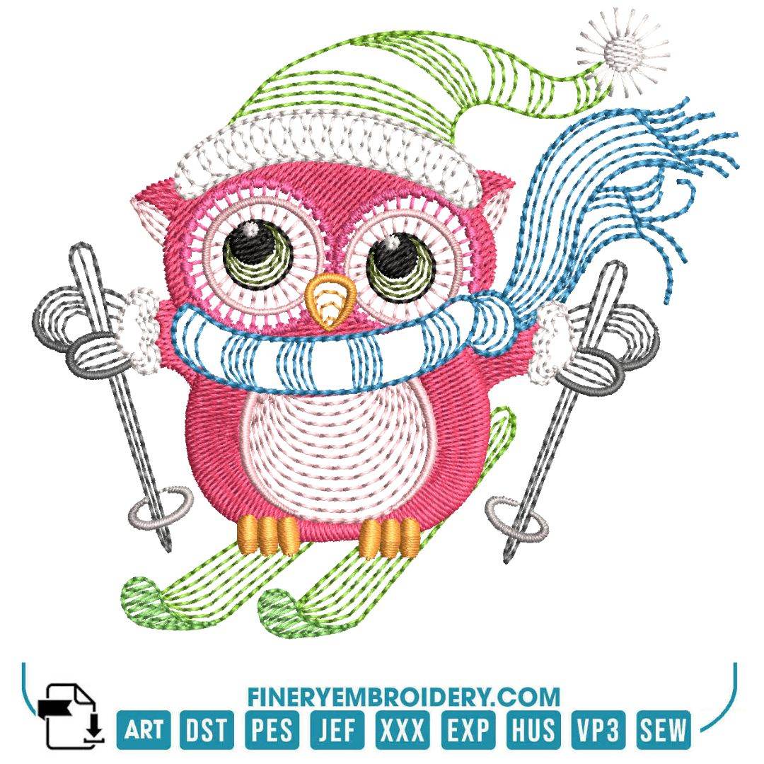 Christmas Owl Embroidery Design Pack – 11 Festive Owl Designs in 2 Sizes - Image 13