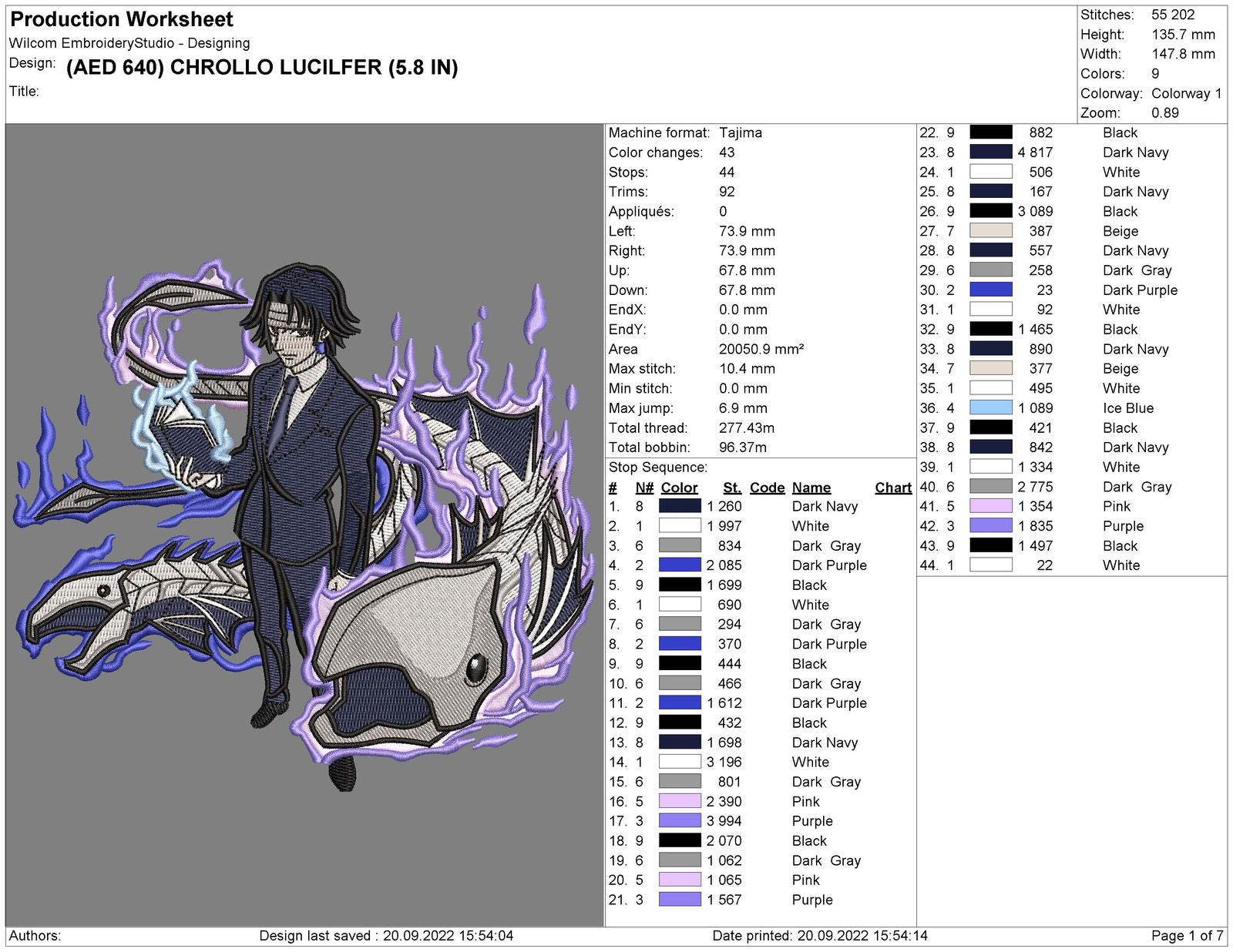 Chrollo Lucilfer Hunter X Hunter Embroidery Design - Image 2