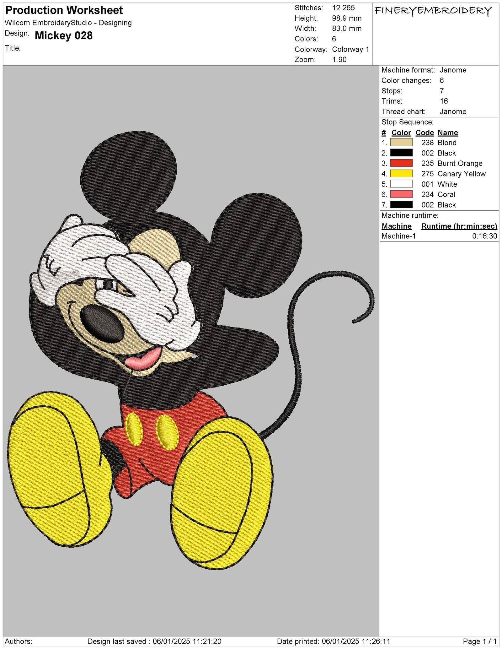 Classic Mickey Mouse Embroidery Design Pack – 4 Playful Designs - Image 5