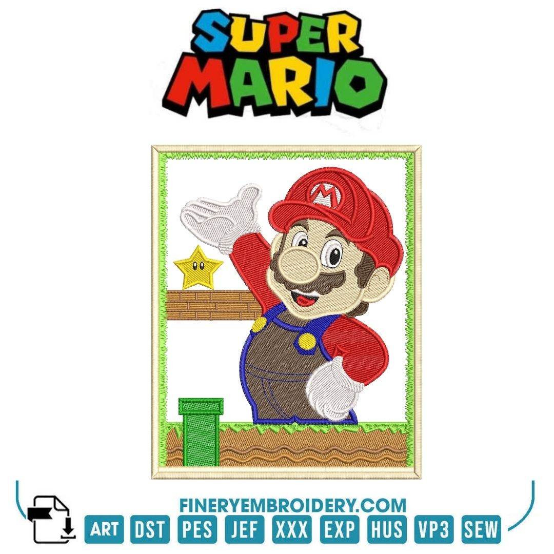 Classic Super Mario Embroidery Design Pack | Applique & Rippled Styles with Multiple Sizes - Image 3