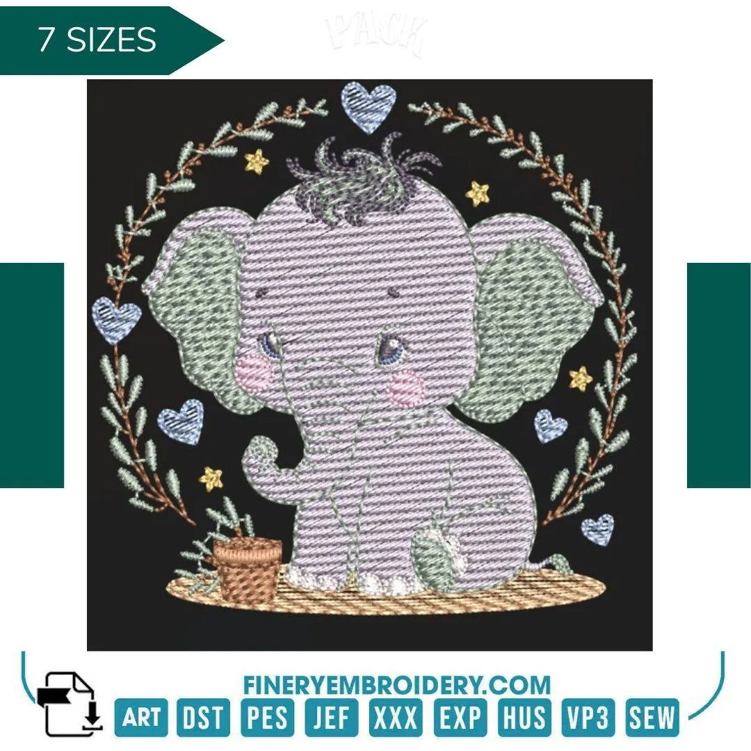 Cute little elephant   – 7 Sizes