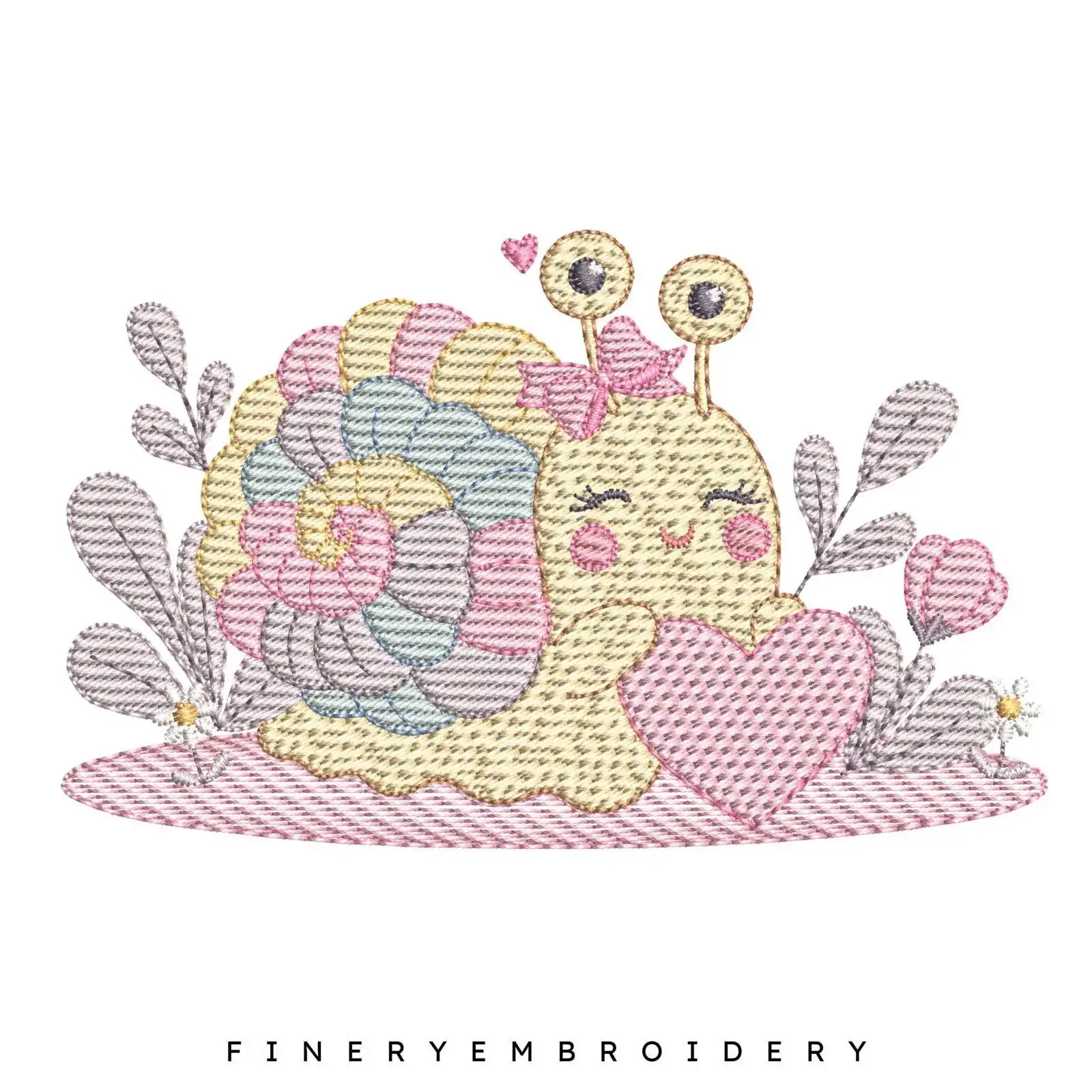 Cute Snail with Heart Embroidery Design - 7 Sizes | FineryEmbroidery - Image 2