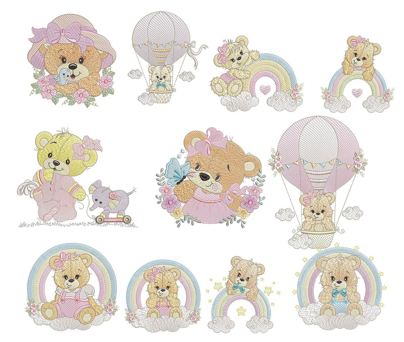Cute Teddy Bear Embroidery Pack – 12 Designs in 3 Sizes - Image 2