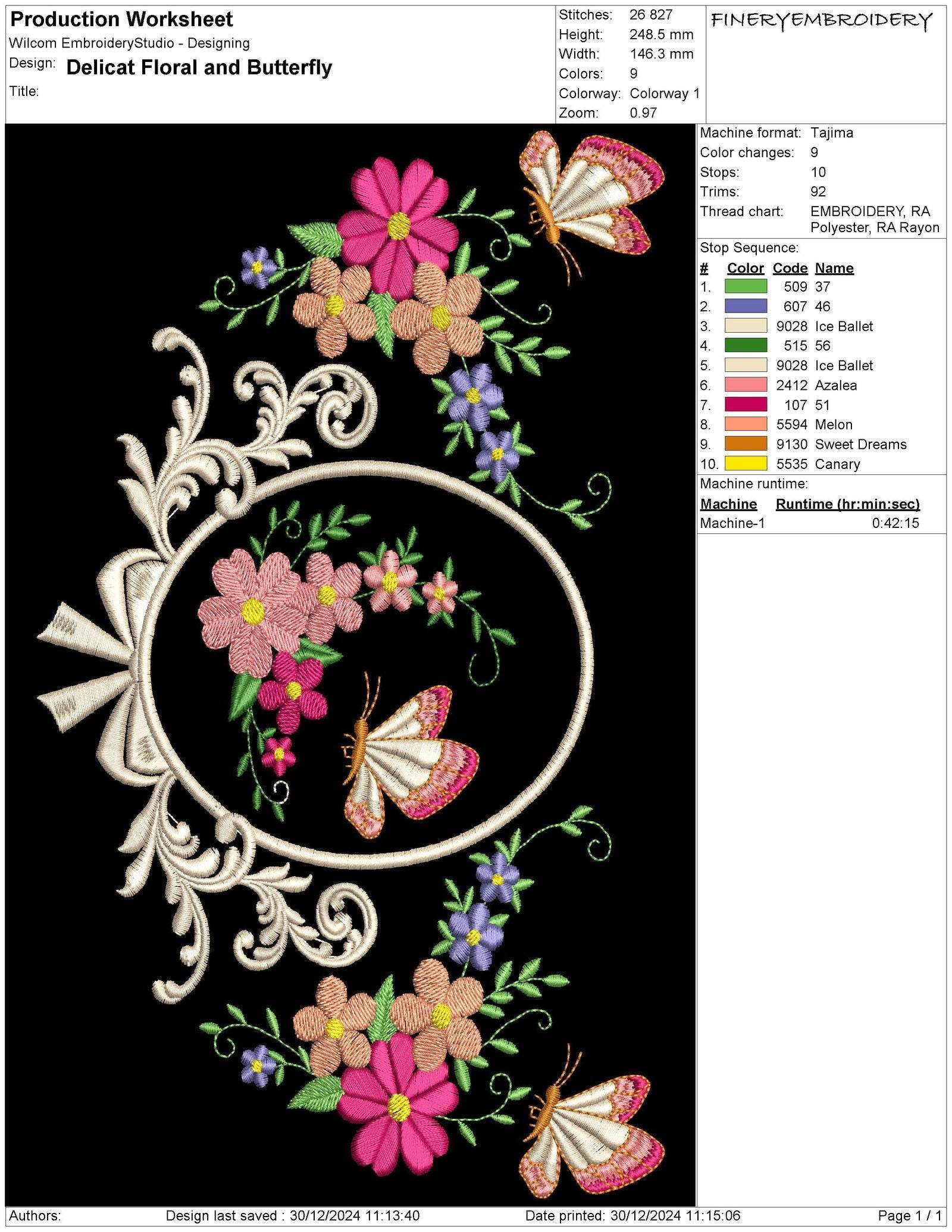 Delicate Floral and Butterfly Embroidery Design - Image 2