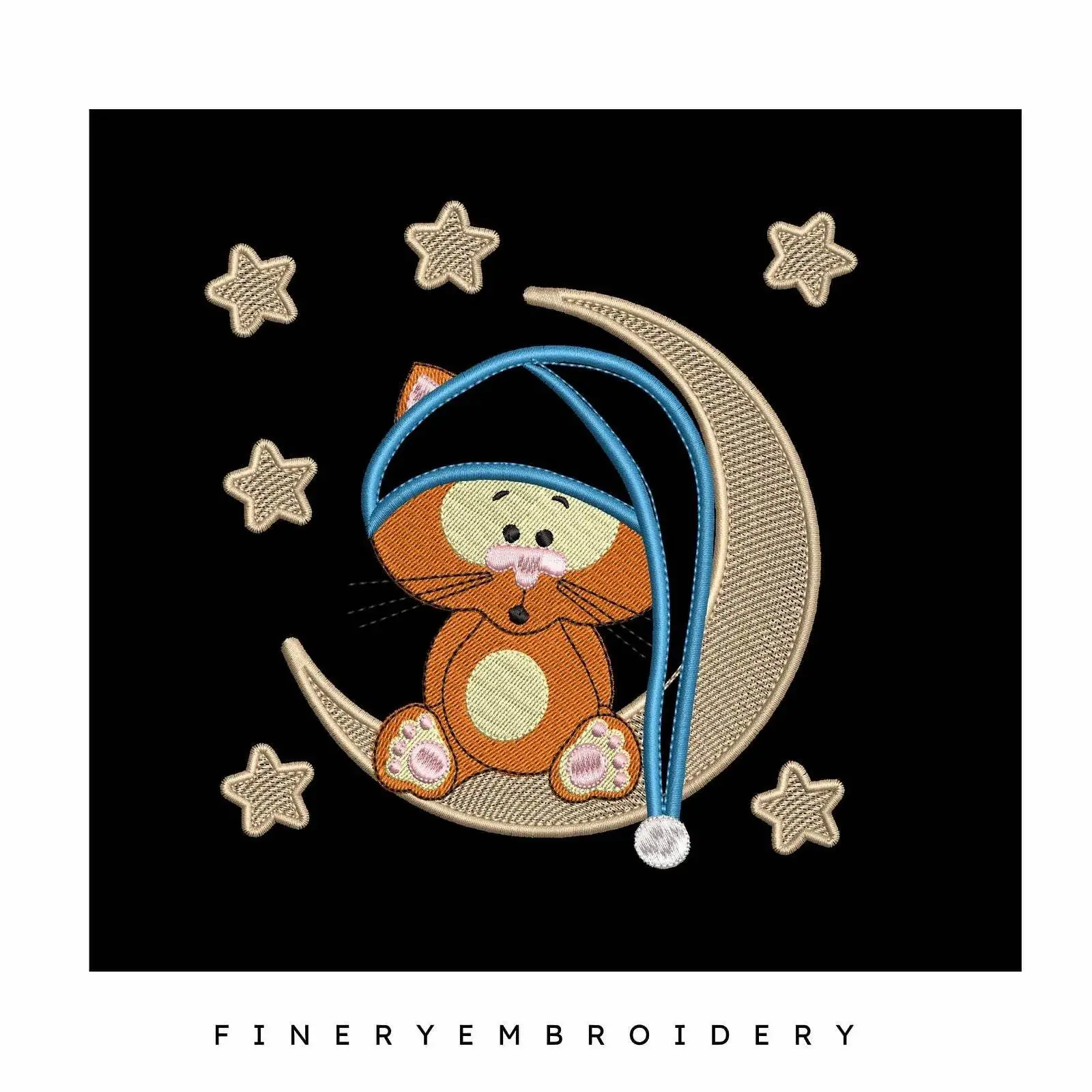 Dreamy Kitten Appliqué Embroidery Design - Image 2