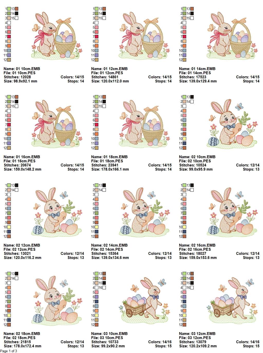 Easter Bunny Embroidery Designs - Cute Rabbit & Egg - Image 2
