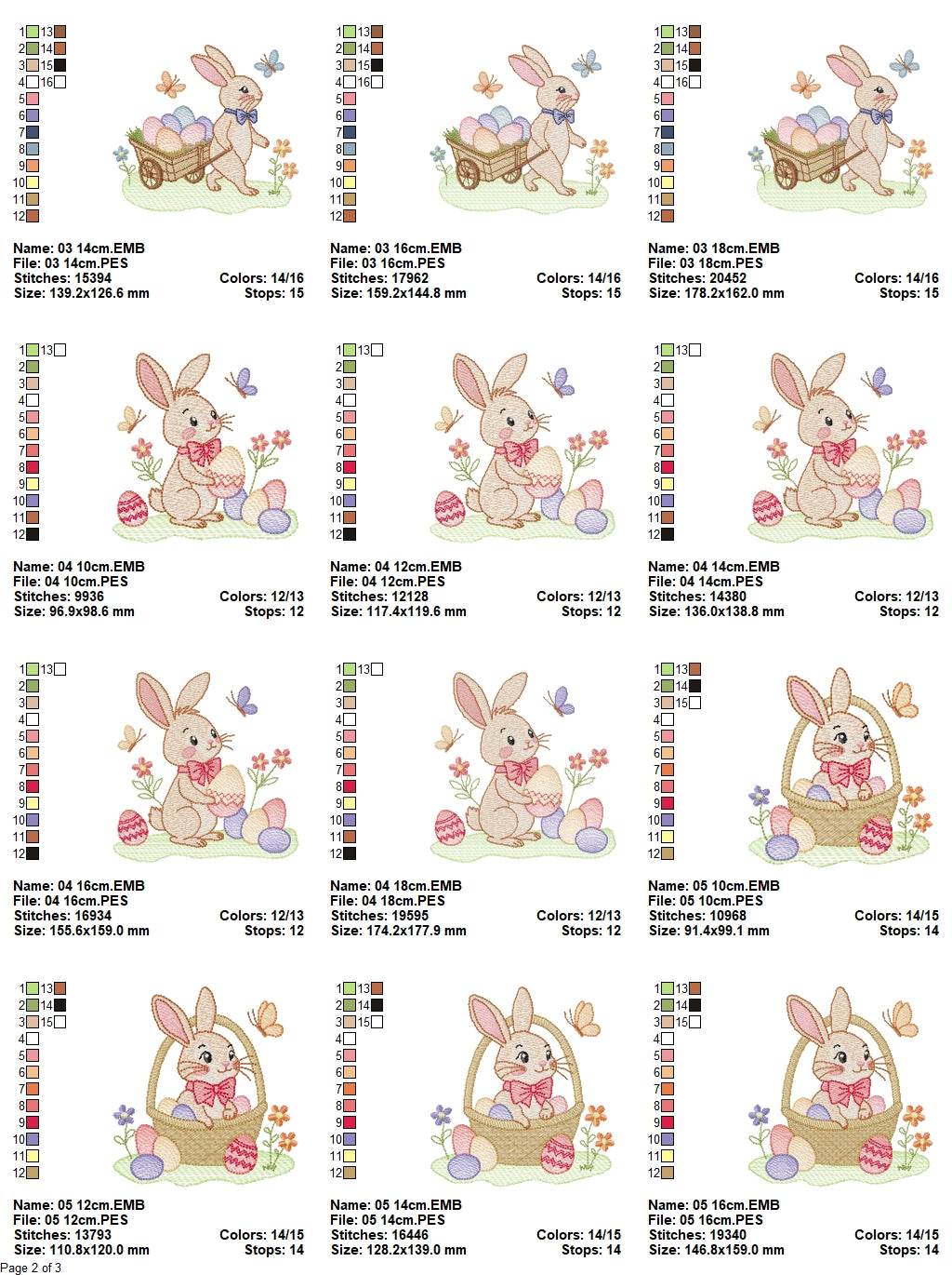 Easter Bunny Embroidery Designs - Cute Rabbit & Egg - Image 3