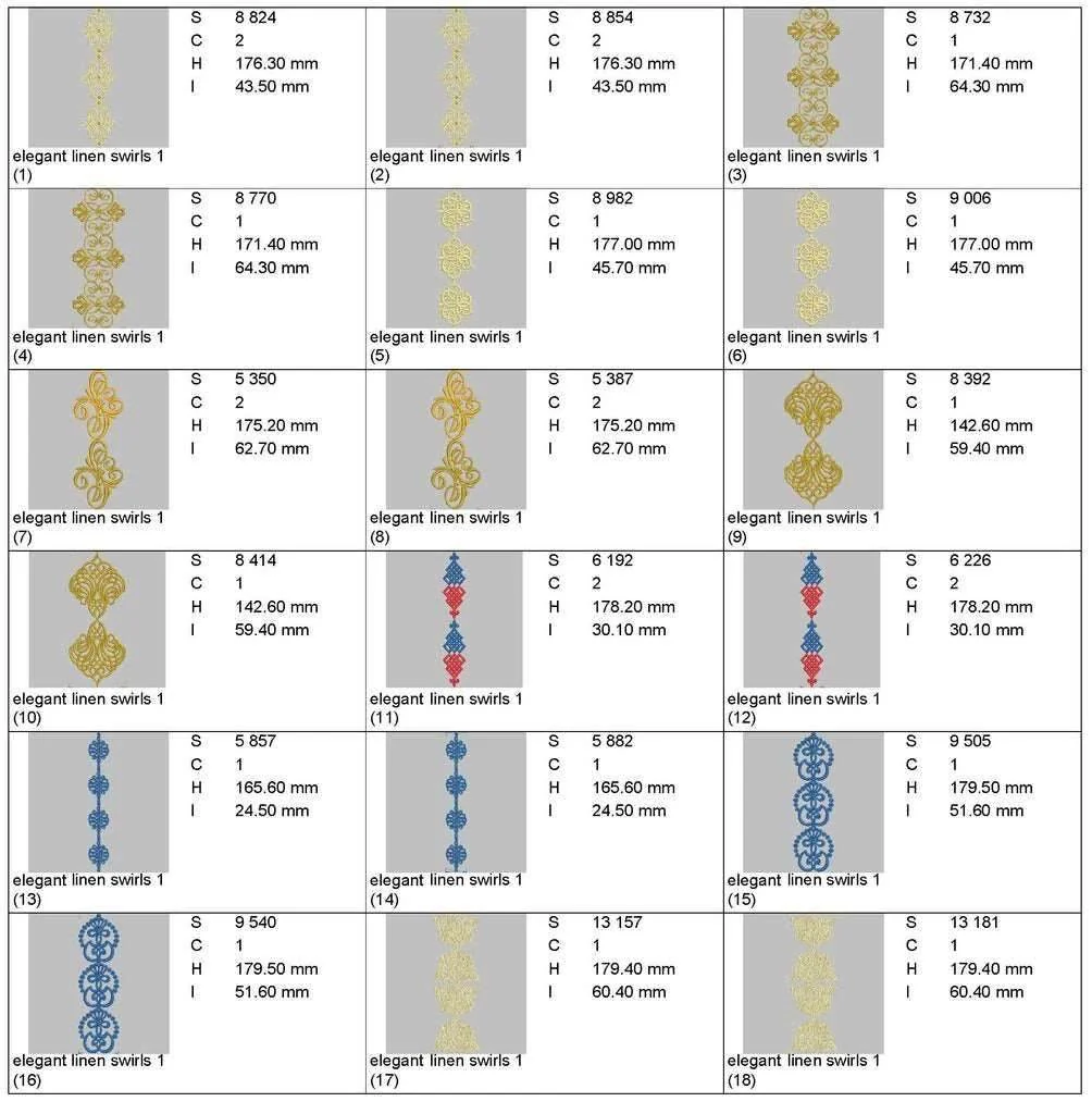 Elegant linen swirls: Embroidery Design Pack - Image 3