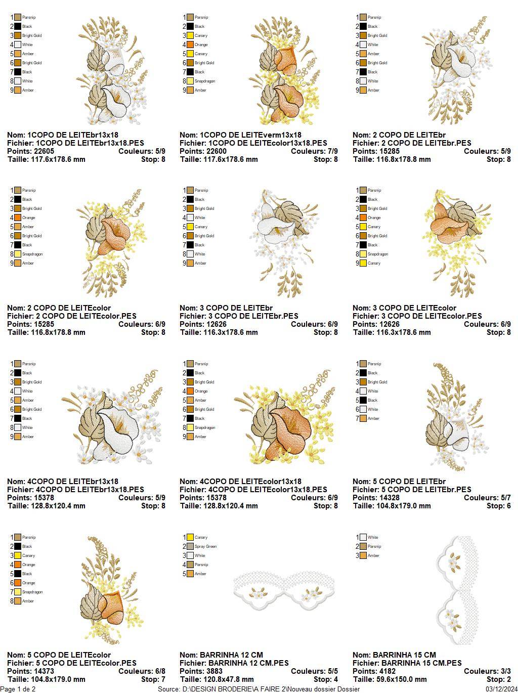 Elegant Milkweed Flower Embroidery Collection with Borders - 15 Designs - Image 3