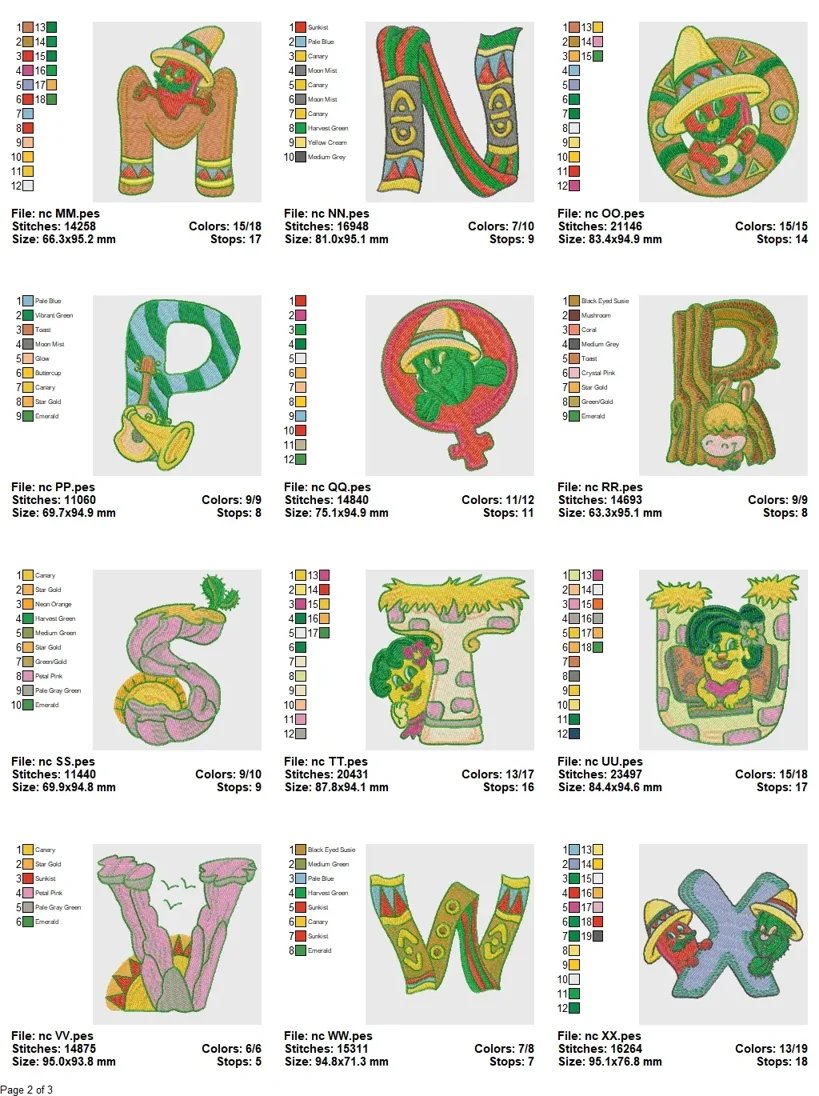 Fiesta Fun Alphabet Embroidery Collection - Image 3