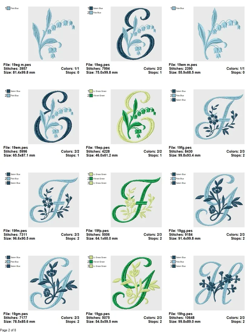 Floral Elegance Script Alphabet Embroidery Set - Image 3