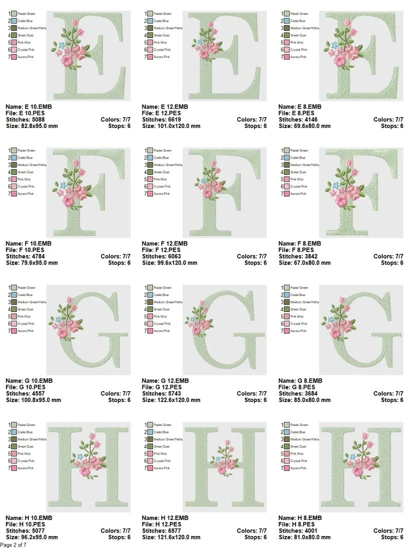 Floral Garden Alphabet Embroidery Collection - Image 3
