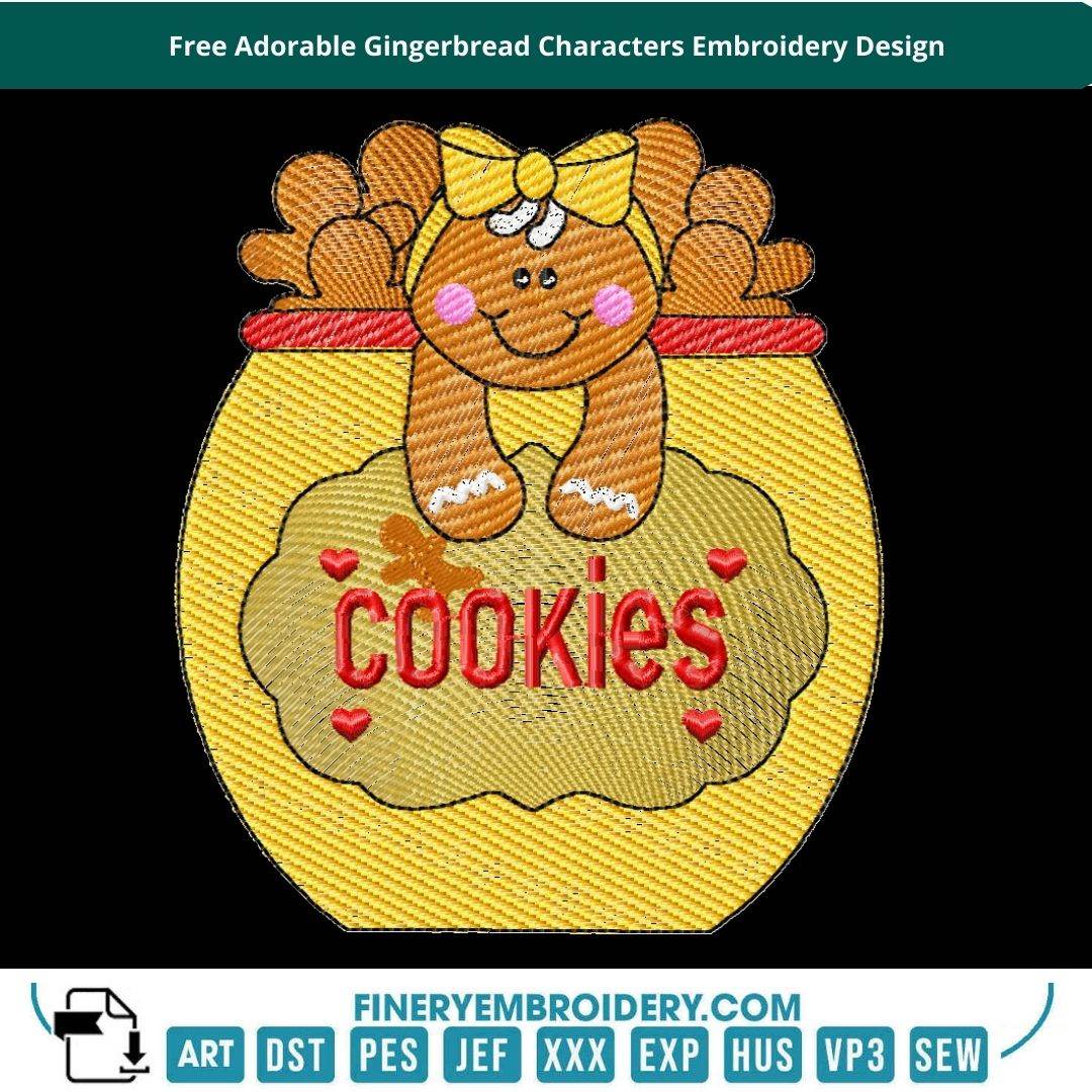 Free Gingerbread Cookie Jar Embroidery Design