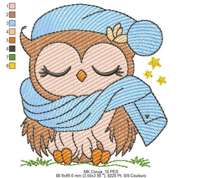 Free Sleepy Owl Woodland Embroidery Design - Image 3