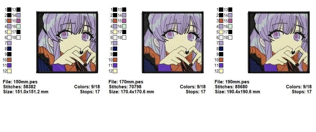 Gasai Yuno Embroidery Design – Iconic Yandere Expression - Image 3
