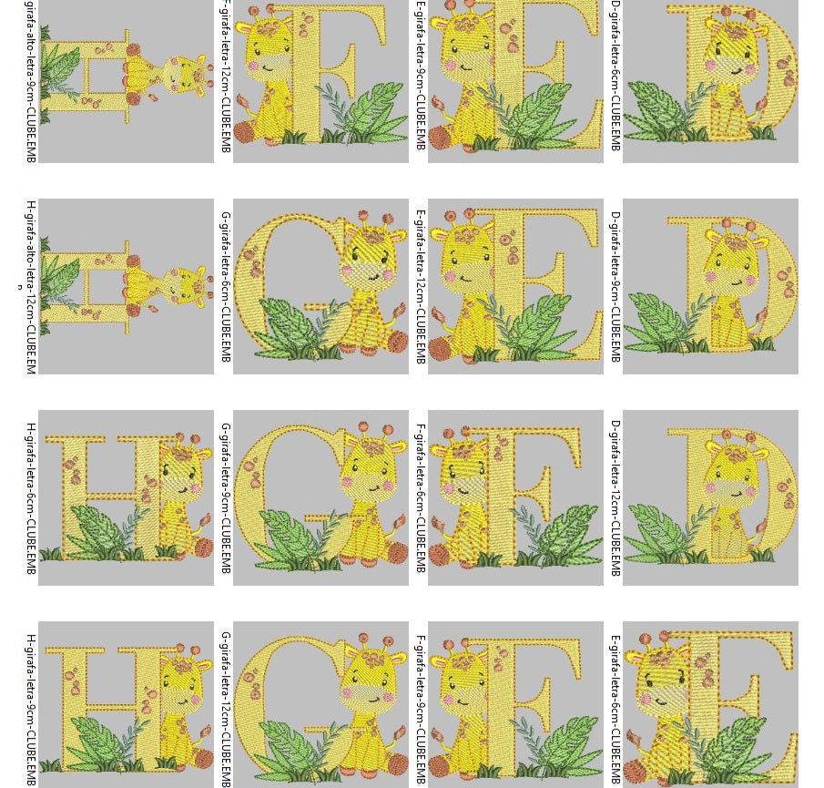 Giraffe Jungle Alphabet Embroidery Pack – Monogram Letters with Safari Theme - Image 2